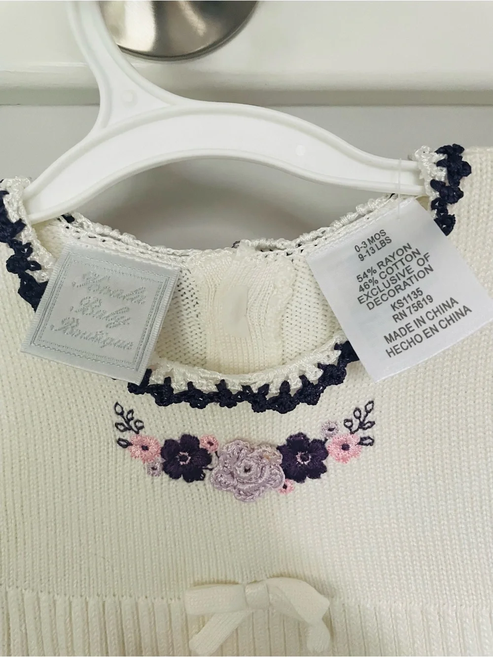 Koala Baby Boutique Cream Knit Baby Dress & Bloomers